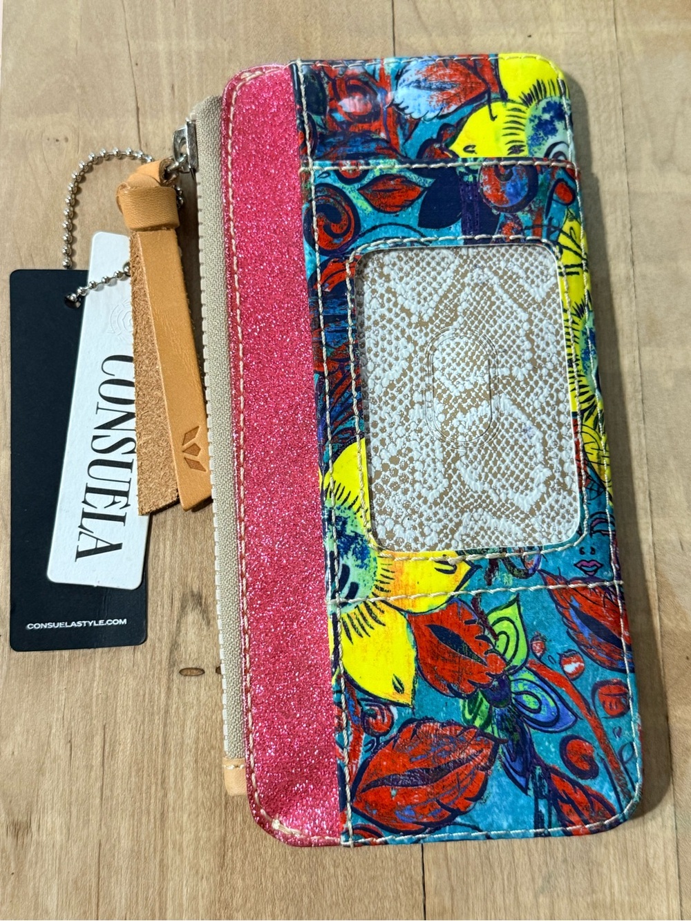 Consuela card organizer Pink Multi Floral Zip Wallet- NWT